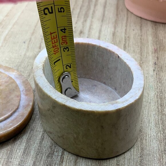 Fetco Vintage Soapstone Flower Mother of Pearl Trinket Jewelry Box - Picture 7 of 7